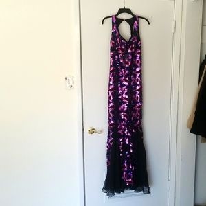 Beautiful Hand Sewn Sequined Evening Gown Mermaid Purple Pink Black